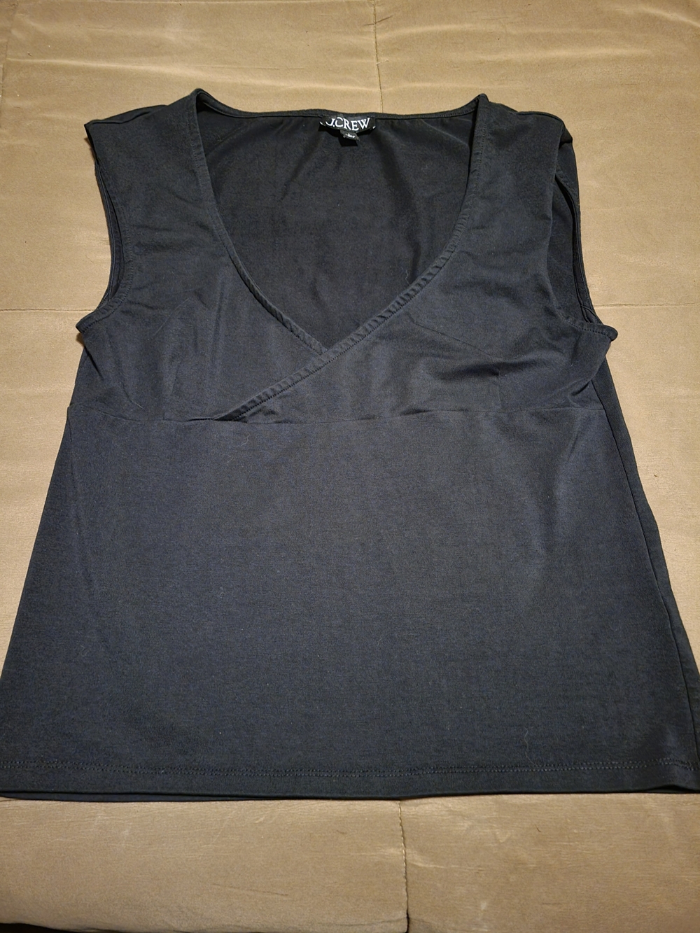 J. Crew Black V-Neck Sleeveless Wrap Tank
